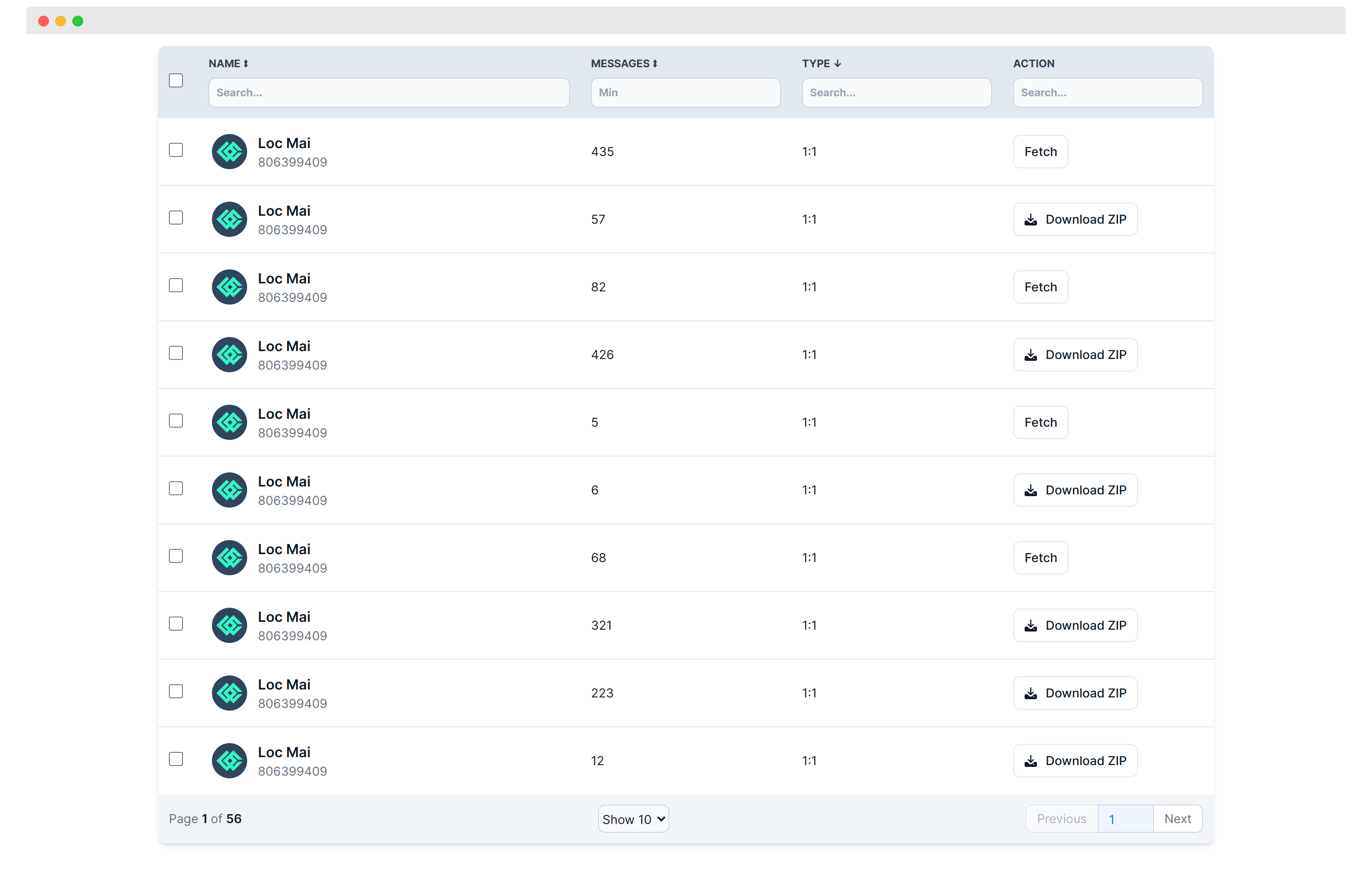 Messages Downloader